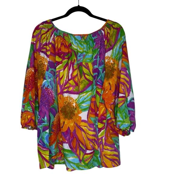 Lauren Ralph Lauren Colorful Three Quarter Sleeve Top Size 3X - Picture 3 of 14